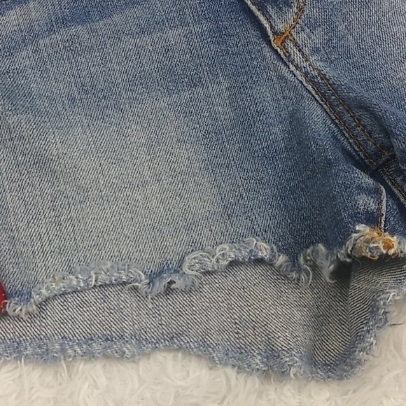 Joe's Blue Medium Wash Faded Distressed Five Pocket Mid Rise Raw Hem Jean Short - Picture 13 of 14